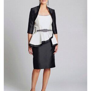 Ideas by Barbara Mother of the Bride Evening Dress Black/Ivory 3958--15 S M NWT